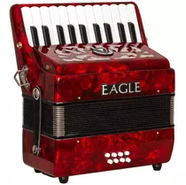 Acordeon Eagle Ega 8b Prd Vermelho Perolizado 8 Baixos Cor Pearl Red (prd)