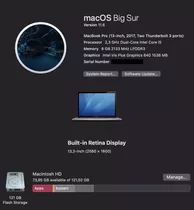 Macbook Pro (mid 2017) 13.3 Intel Core I5 8gb Ram 128gb Ssd