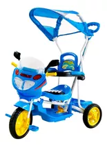 Triciclo Com Capota Infantil Empurrador Luzes Som E Pedal Dm