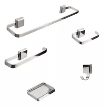 Kit Acessórios Para Banheiro Luxo 5 Peças Saboneteira Inox