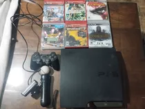 Playstation 3 Slim 149 Gb + Joystick + Kit Move + 5 Juegos 