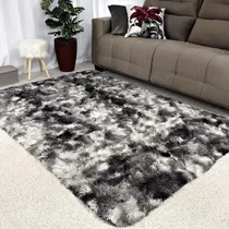 Alfombra Peluda Furry De 1,40 X 2,00 Mts, Color Gris Mixto, Para Sala De Estar Y Dormitorio