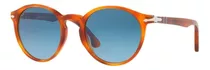 Óculos De Sol Persol Po3171s Large Armação De Acetato Cor Terra Di Siena, Lente Azul De Cristal Degradada, Haste Terra Di Siena De Acetato