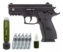 Airgun P226 Blowback Co2 Slide Metal 20 Tiros + Kit Esferas