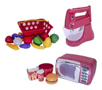 Cozinha Eletro Menino Brinquedo Kit Microondas 19pç