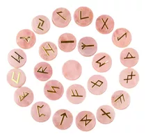 25 Runas Vikingas/celtas Grabadas En Cuarzo Rosa