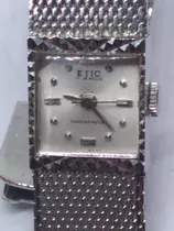 Reloj Etic Para Dama 17 Joyas Baño Oro Blanco 14 Kilates 
