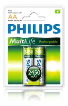 Pilas Recargables Philips Aa 2450mah X2 Tecnología Nimh Nnet