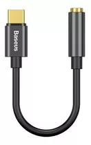 Adaptador Baseus Usb-c A Audio Jack 3.5mm Para Celulares Color Negro