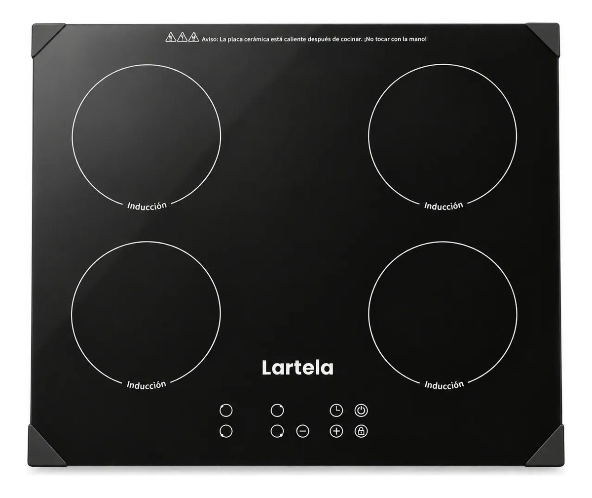 Parrilla Induccion Empotrable 4 Quemadores Cristal Templado Negro