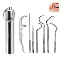 Kit Limpieza Dental 7 Piezas Acero Inoxidable Higiene Diente