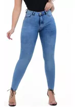 Calça Jeans Feminina Levanta Bumbum Cintura Alta Lycra Dins