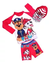 Traje De Baño Paw Patrol Para Niño - Buzo,  Bóxer Y Gorra