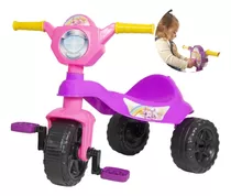 Triciclo Motoca Rosa Princesa Com Pedal E Painel