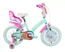 Bicicleta Infantil Infantil Bianchi Barbie R16 16 Frenos V-brakes Color Celeste Con Ruedas De Entrenamiento