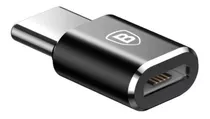 Adaptador Baseus Otg Micro Usb Hembra A Usb-c Macho Color Negro