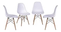 Silla De Comedor Boxbit Dkr Eames Base Madera, Estructura Color Blanco, 4 Unidades