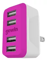 Multi Cargador De Pared Gowin Carga Rápida 4 Puertos Usb Color Morado-53-4