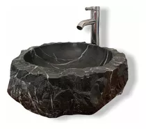 Lavabo Ovalin Rustico De Mármol Natural 40cm Negro Monterrey