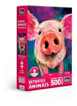 Quebra-cabeça Nano Retratos Animais Porco 500pç Game Office