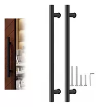 Manillon Negro Tubo Cuadrado Para Puertas Madera 100 Cm 