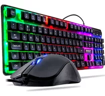 Teclado Kit Gamer Com Mouse Para Jogos Com Luz Rgb Iluminado