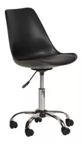 Silla Eames Para Oficina Con Ruedas Altura Ajustable Premium Color Negro Material Del Tapizado Cuero Sintético