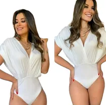 Body Feminino Transpassado Manga Morcego Decote V