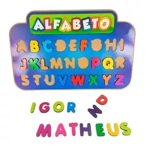 Brinquedo Educativo Alfabeto Letra Madeira Pedagógico Encaix