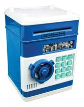 Mini Cofre Infantil Eletrônico Automático Puxa Notas - Azul