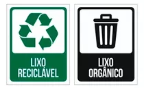 Kit Placa De Sinalização - Lixo Reciclável E Lixo Organico