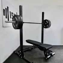 Home Gym Package: 72  Rack, Barbell, Bumper Plates, Bench 