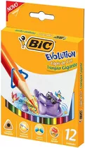 Lapis De Cor Jumbo Triangular Gigante 12 Cores Bic Evolution