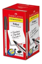 Caneta Esferográfica Preta Trilux 1.0mm Faber-castell Cx 50u