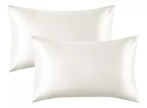 Funda Almohada Satin Saten Tipo Seda Set X2 Unids 100 O 76cm Color 76x50 Blanco