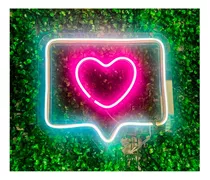 Painel Neon Led Like Curtir Instagram Branco E  Rosa 50 Cm