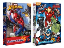 Kit Quebra Cabeças 100 Pçs Avengers + Homem Aranha - Toyster