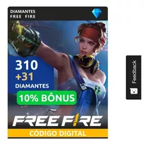 Gift Card Free Fire 310 Diamantes+31 Diamantes Envio Imediat