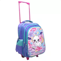 Mochila 16 Pulgada Gatito Estampa 3d Niña Escuela Carrito 20