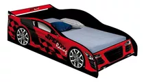 Cama Auto 1 Plaza - Diseño Speed - Dormitorio Infantil Color Rojo