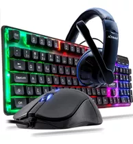 Kit Teclado Mouse Fone Headset Gamer Abnt2 Jogos Ps4 Pc Note