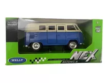 Auto De Coleccion Kombi Azul Welly 1:34