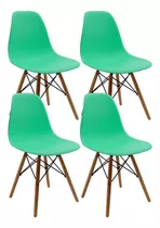 Kit 4 Sillas Eames / Comedor, Restaurante/ Color De La Estructura De La Silla Verde Menta