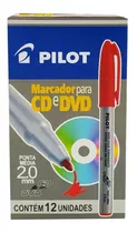 Marcador Permanente Pilot Ponta 2mm Vermelho Com 12un