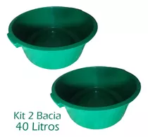 Kit 2 Bacias Plástico Canelada Multiuso 40 Litros Arqplast Cor Verde