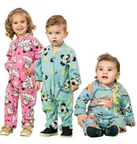 Kit 3 Macacão Bebe Soft Bichinho Quentinho Inverno De Frio