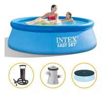 Piscina Inflável Easy Set 3.077l Bomba + Capa + Filtro Intex