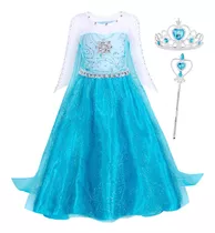 Frozen Elsa Princesa Vestido Niña Cosplay Disfraz Halloween Navidad Fiesta Día Del Mascarada Niño Vestidos De Cumpleaños