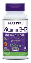 Vitamina B12  Natrol 5000mcg Sublingual/100 Unidades Sabor Frutilla