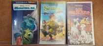 Set 3 Películas Vhs Shrek, Monsters Inc Y 101 Dalmatas 
